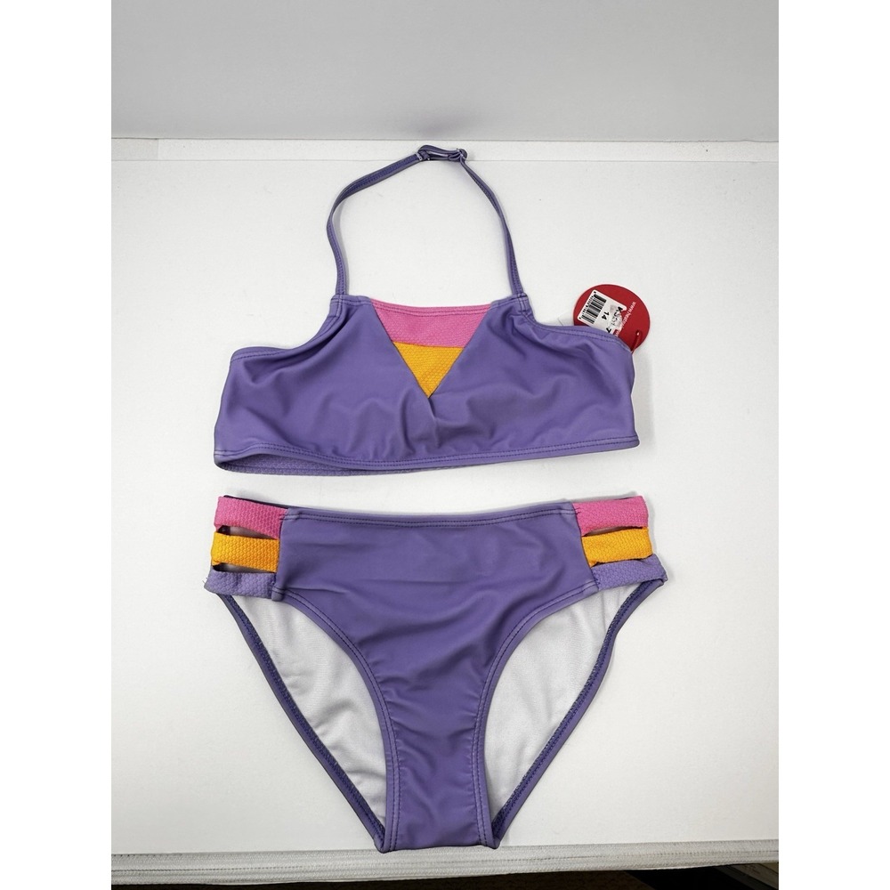 Heat Swimwear 2 Piece Bikini Swimsuit Size 14 Purple Dolphin Love NWT